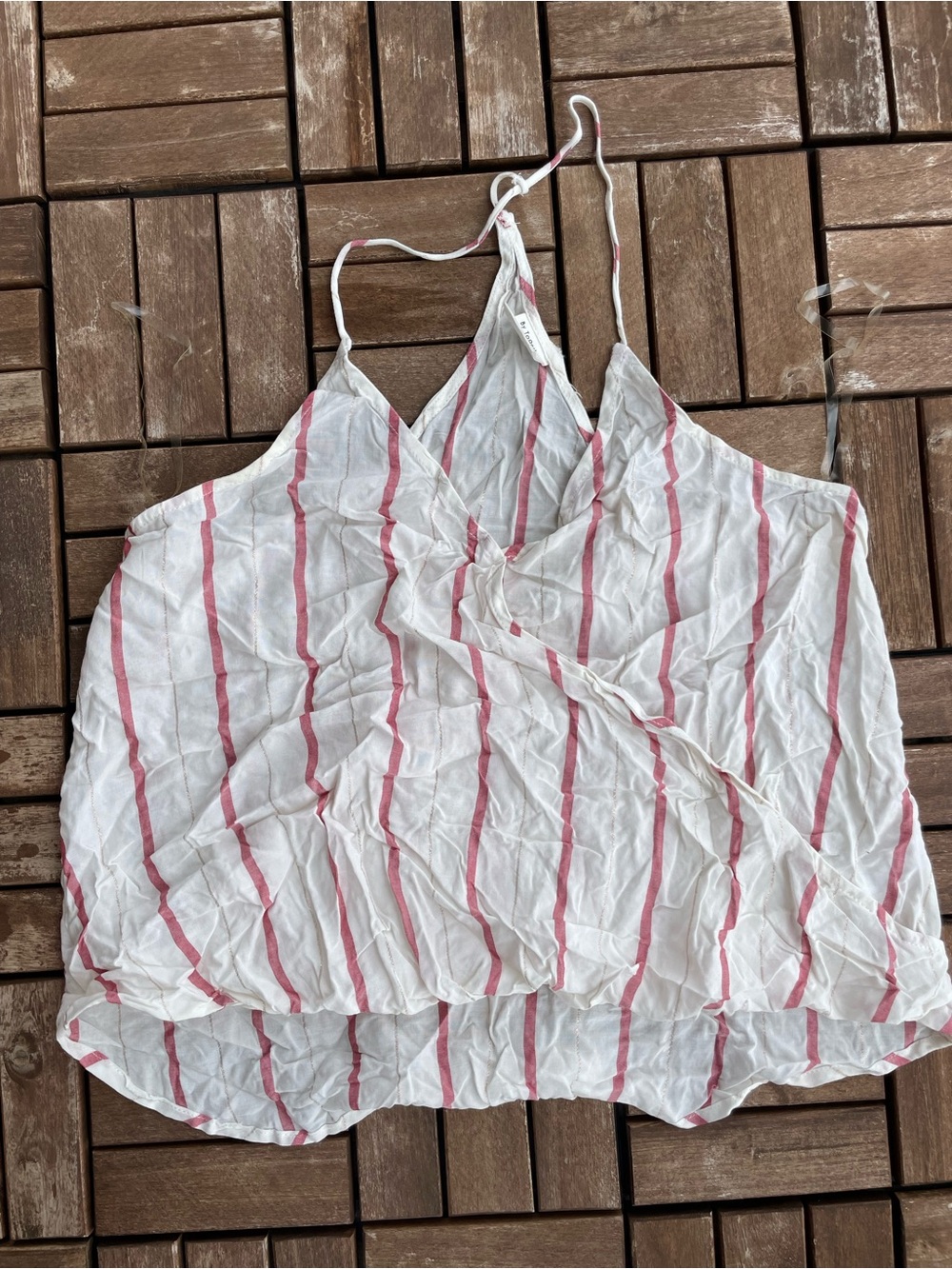By Together White Cami with Pink Vertical Stripes